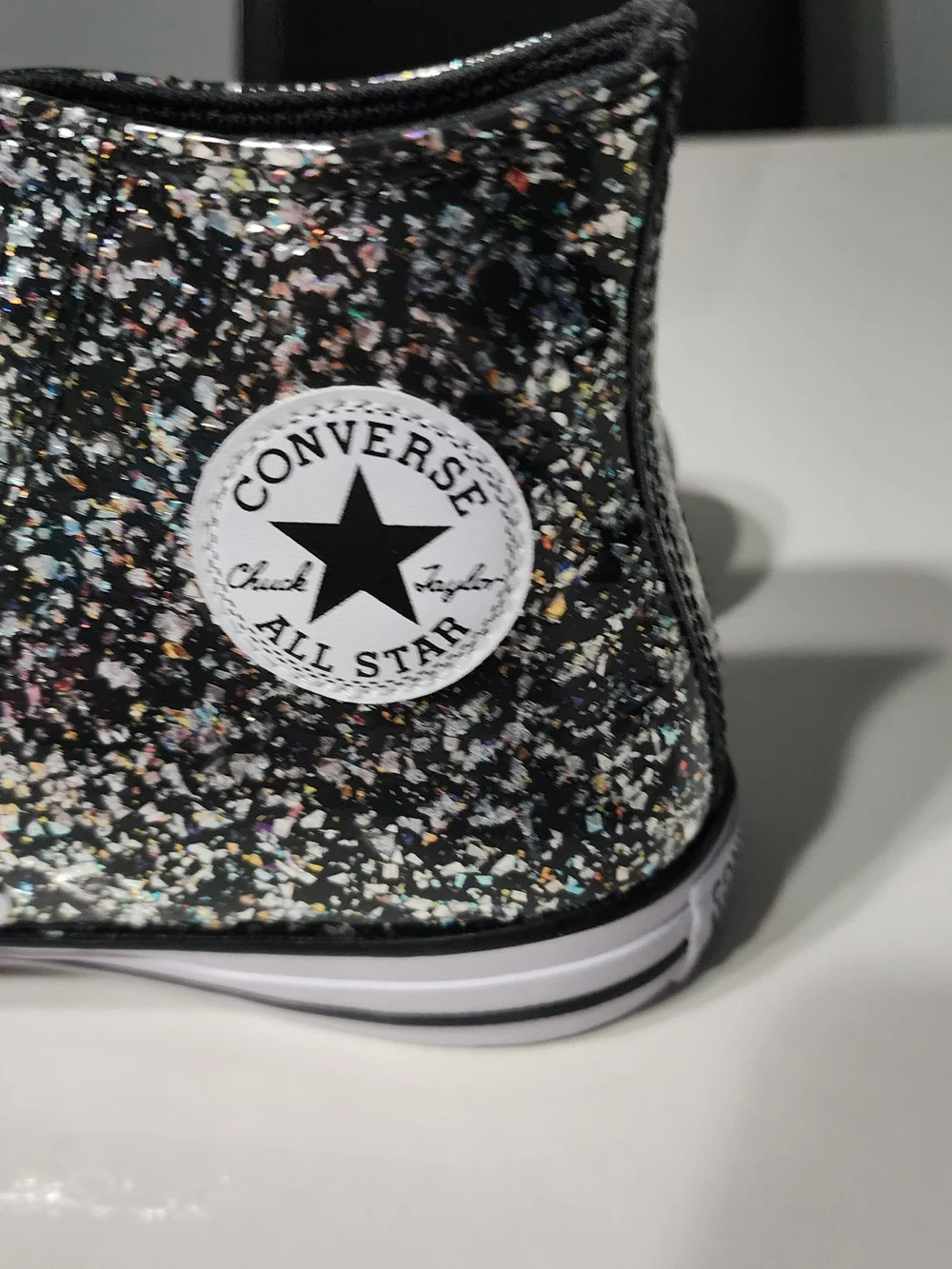 Converse Youth High Top Sneakers in Black with Glitter